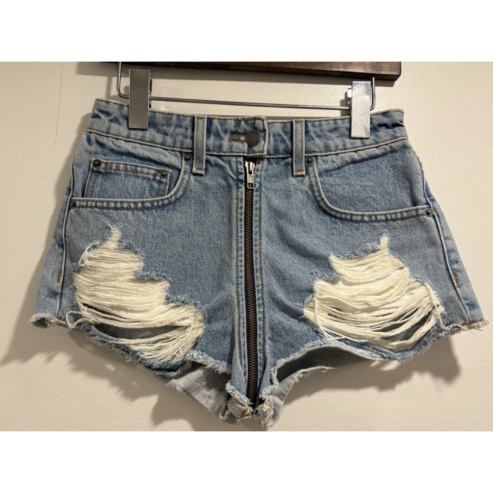 Carmar Shorts Helen Full Zip Front Back Denim Light Wash Y2K Streetwear size 25